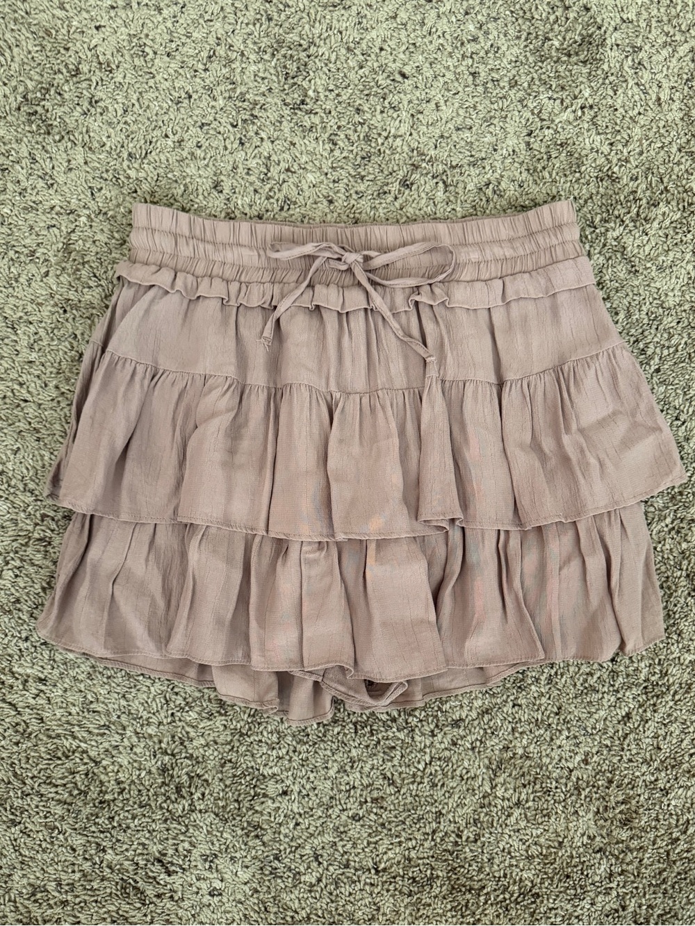 Love Tree Tiered Ruffle Mini Skort Small Elastic Waist Shorts Skirt